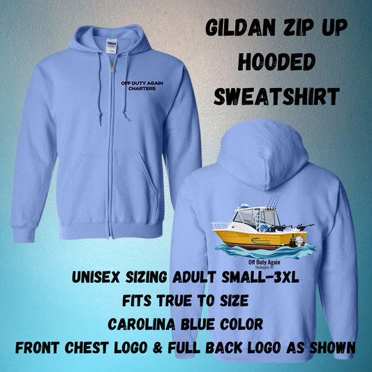 Gildan Hooded Zip Up Sweatshirt Adult Unisex Sizing