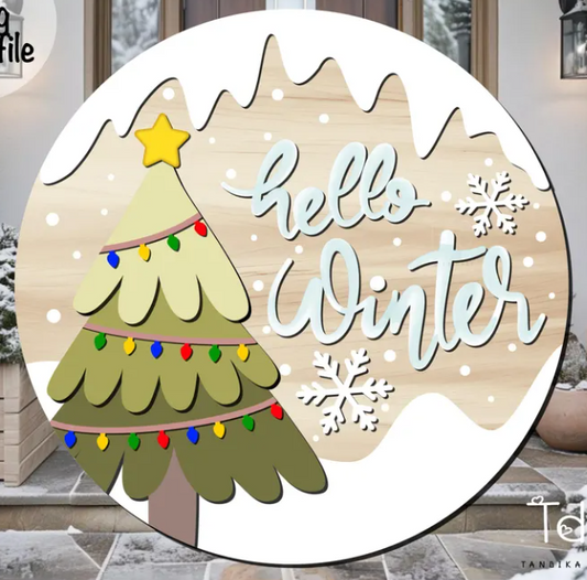 Hello Winter Christmas Tree