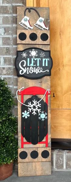 Let It Snow Sled Porch Leaner