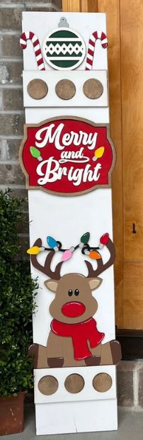 Merry & Bright Reindeer Porch Leaner