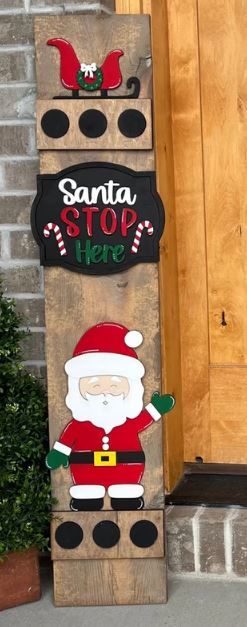 Santa Stop Here Porch Leaner