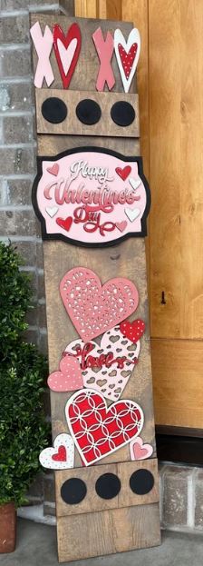 Happy Valentine's Day Hearts Porch Leaner
