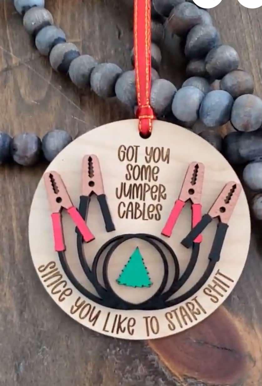 Jumper Cables Ornament (Snarky)