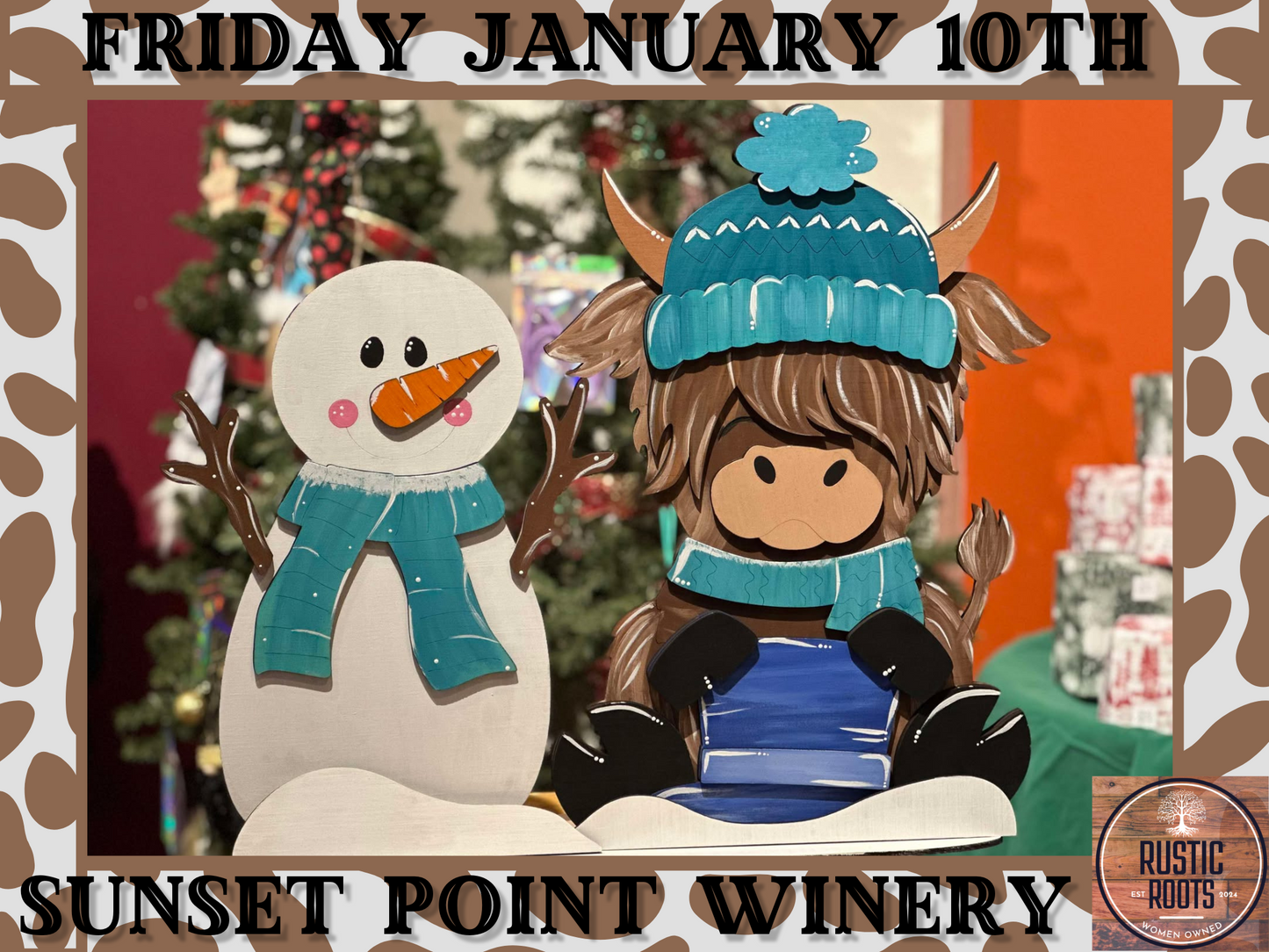 Snowman/Highland Cow Shelf Sitter (01/10/25, 5pm Sunset Point Winery)