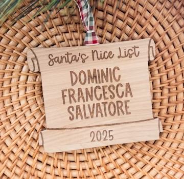 Santa's Nice (Or Naughty!) List Ornament (Up to 12 Names)